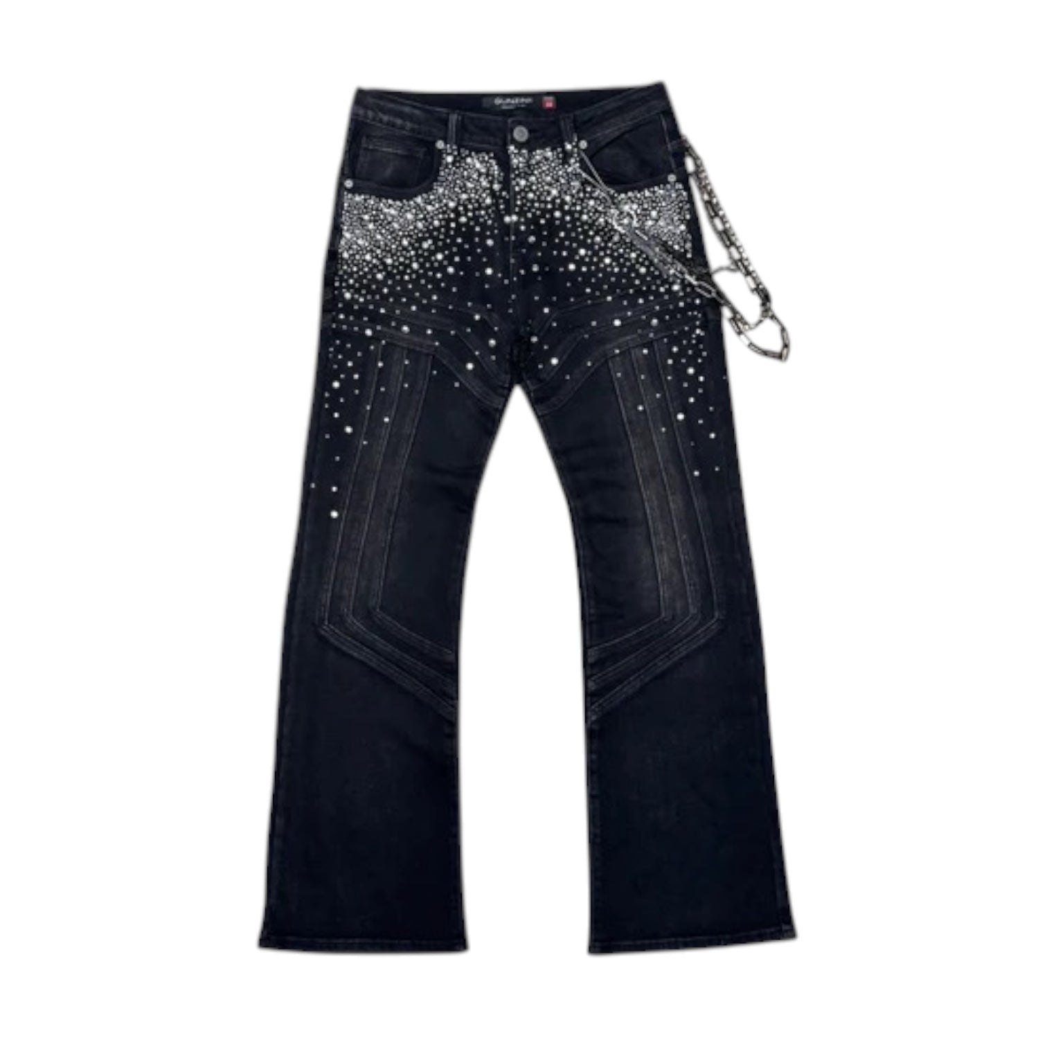 GUNZINII: Rhinestone Baggy Denim GZ595